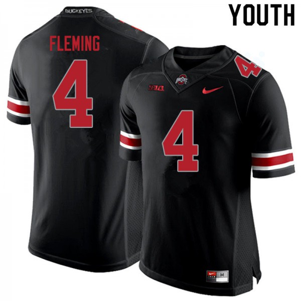 Ohio State Buckeyes #4 Julian Fleming Youth Player Jersey Blackout OSU55343